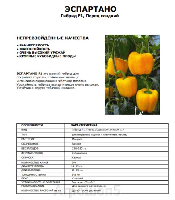 Перец Эспартано F1: отзывы, описание и фото, характеристика болгарского сорта
